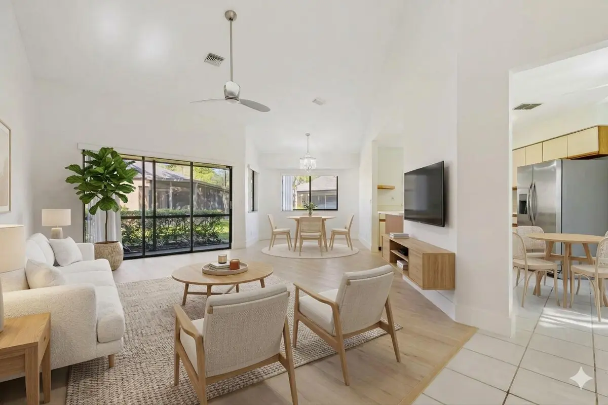 Living Room AI Staged at 124 Chelsea Lane, Plantation