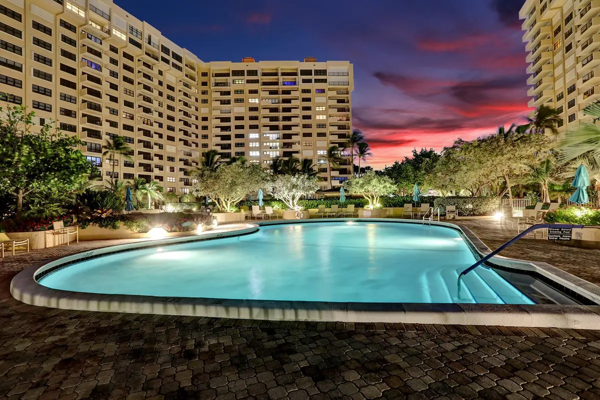 Nighttime Pool View at 5000 N Ocean Boulevard 208, Lauderdale-By-The-Sea