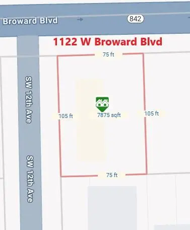 1122 W Broward Blvd_Lot Dimensions at 1122 W Broward Boulevard, Fort Lauderdale