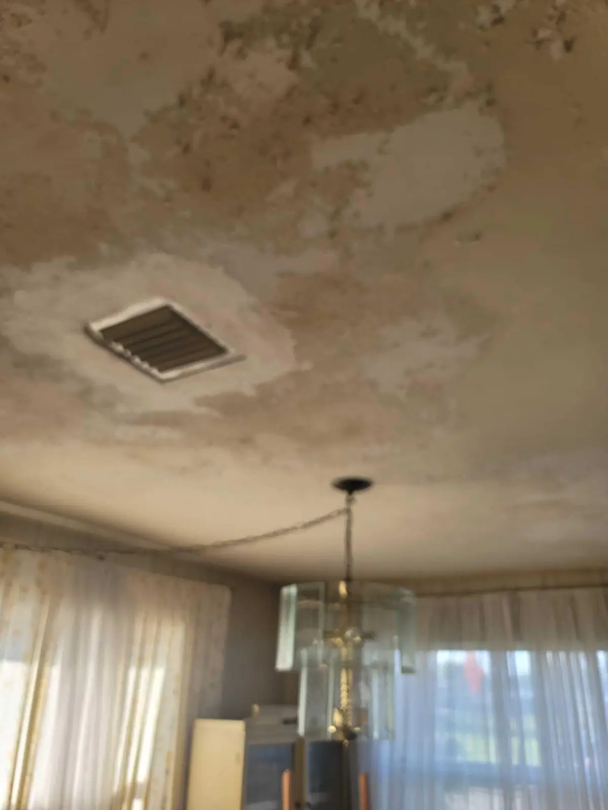 Front Diningroom Ceiling damage at 2241 Freedom Street, Hollywood