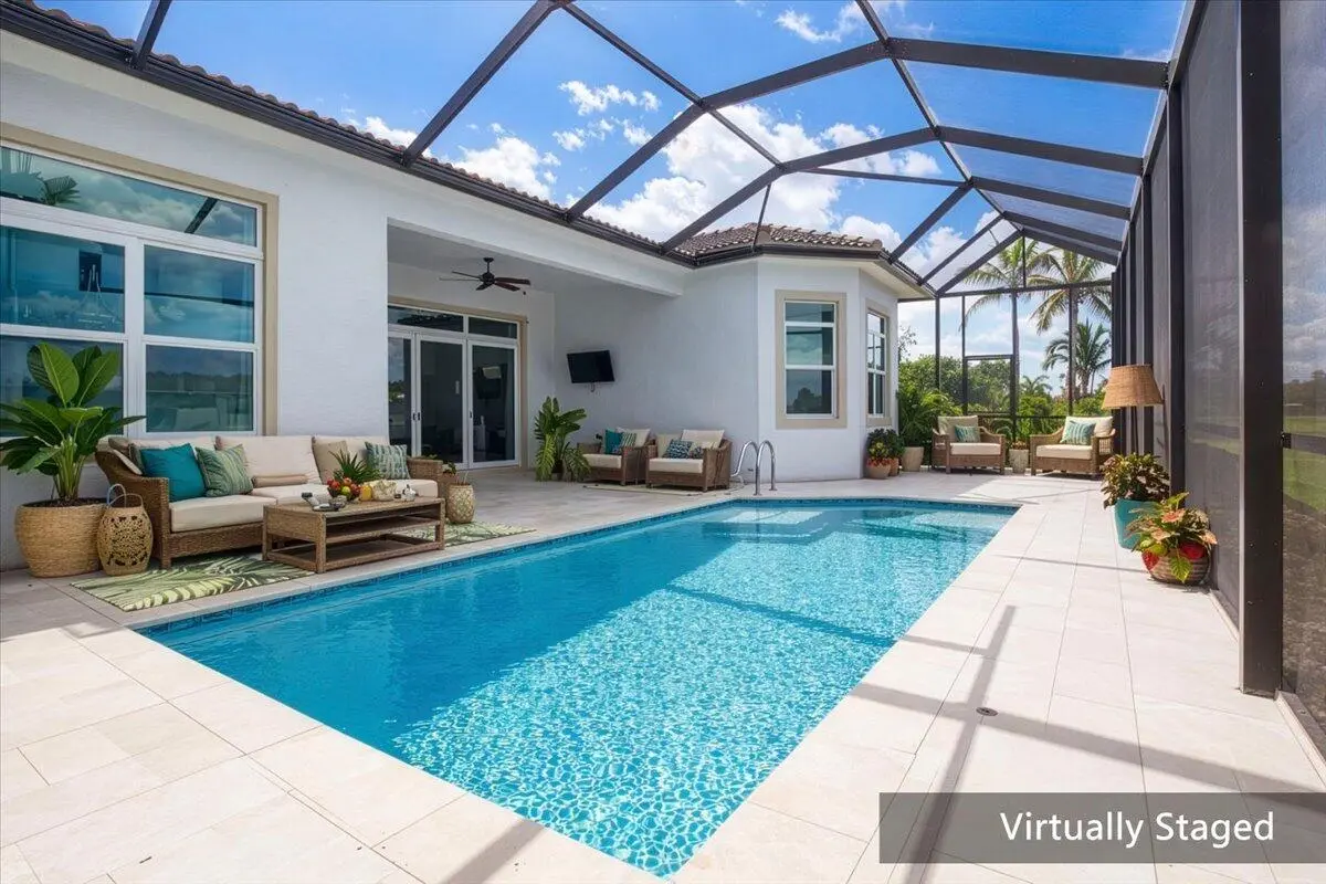 Screened in pool at 9116 SW Pepoli Way, Port St. Lucie