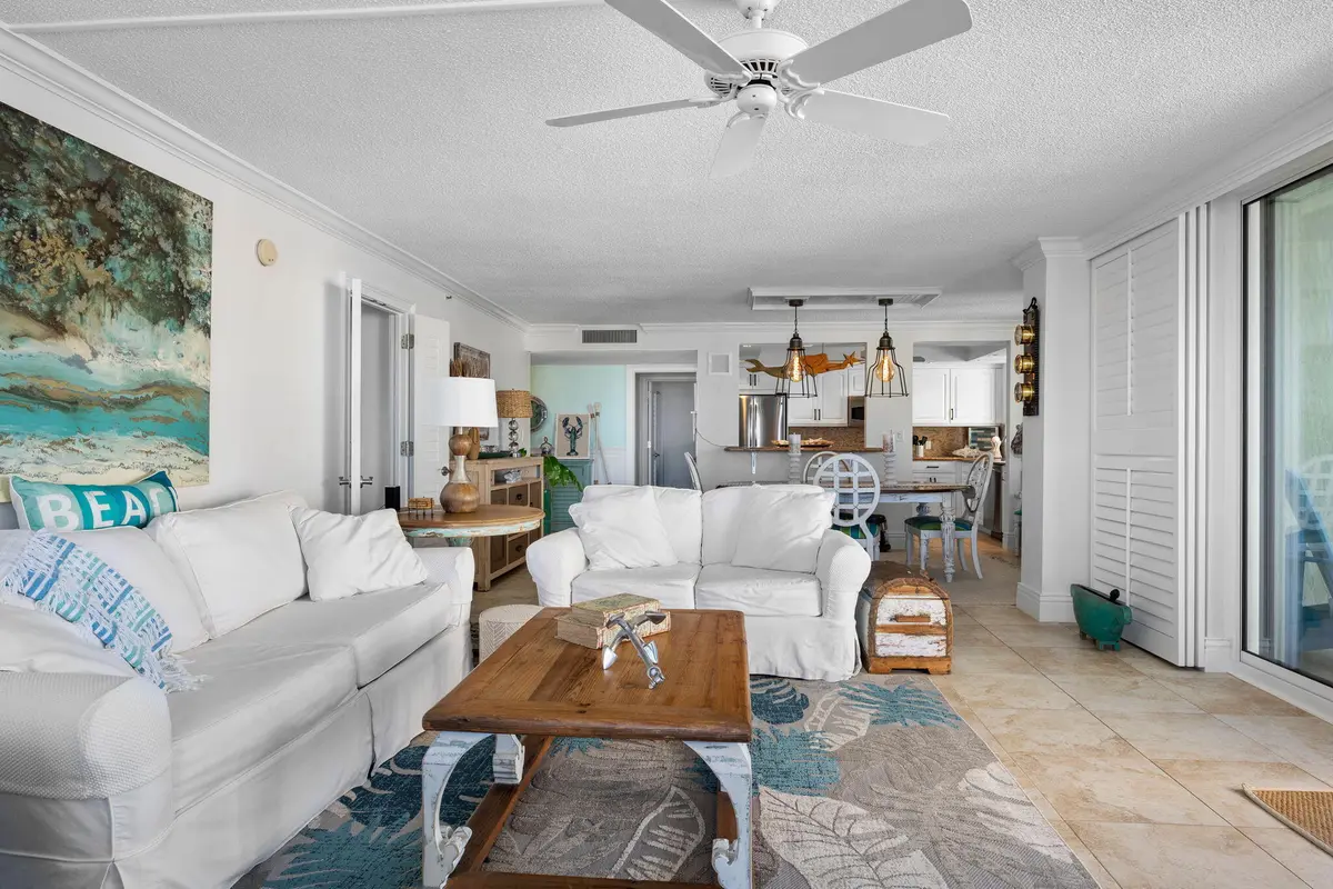 Living room at 375 S Beach Road 802, Tequesta