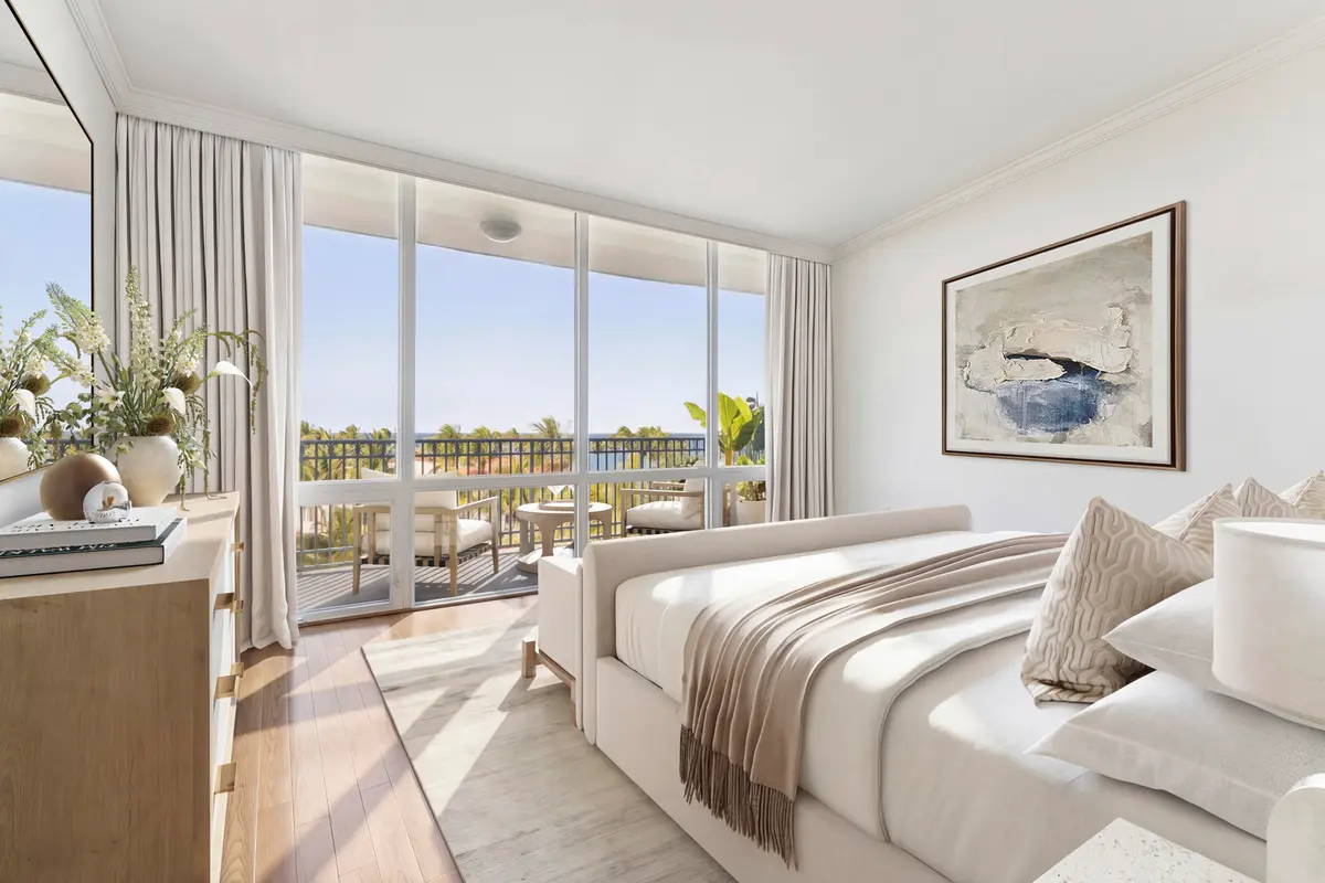 Virtually Staged Primary at 100 Royal Palm Way G5, Palm Beach