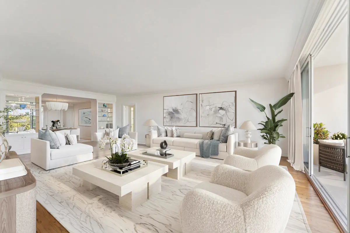 Virtually Staged LR at 100 Royal Palm Way G5, Palm Beach