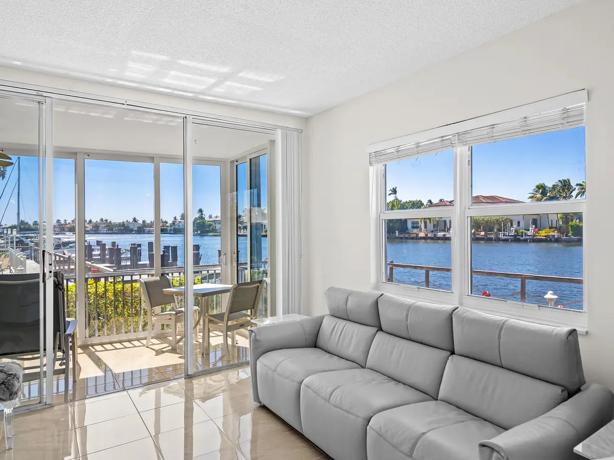 living room to balcony at 3212 S Ocean 101-a, Highland Beach