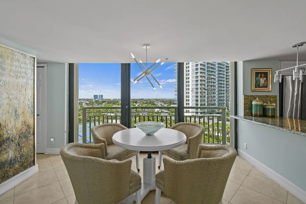Dining area with Water and city views at 3000 N Ocean Drive 9h, Singer Island