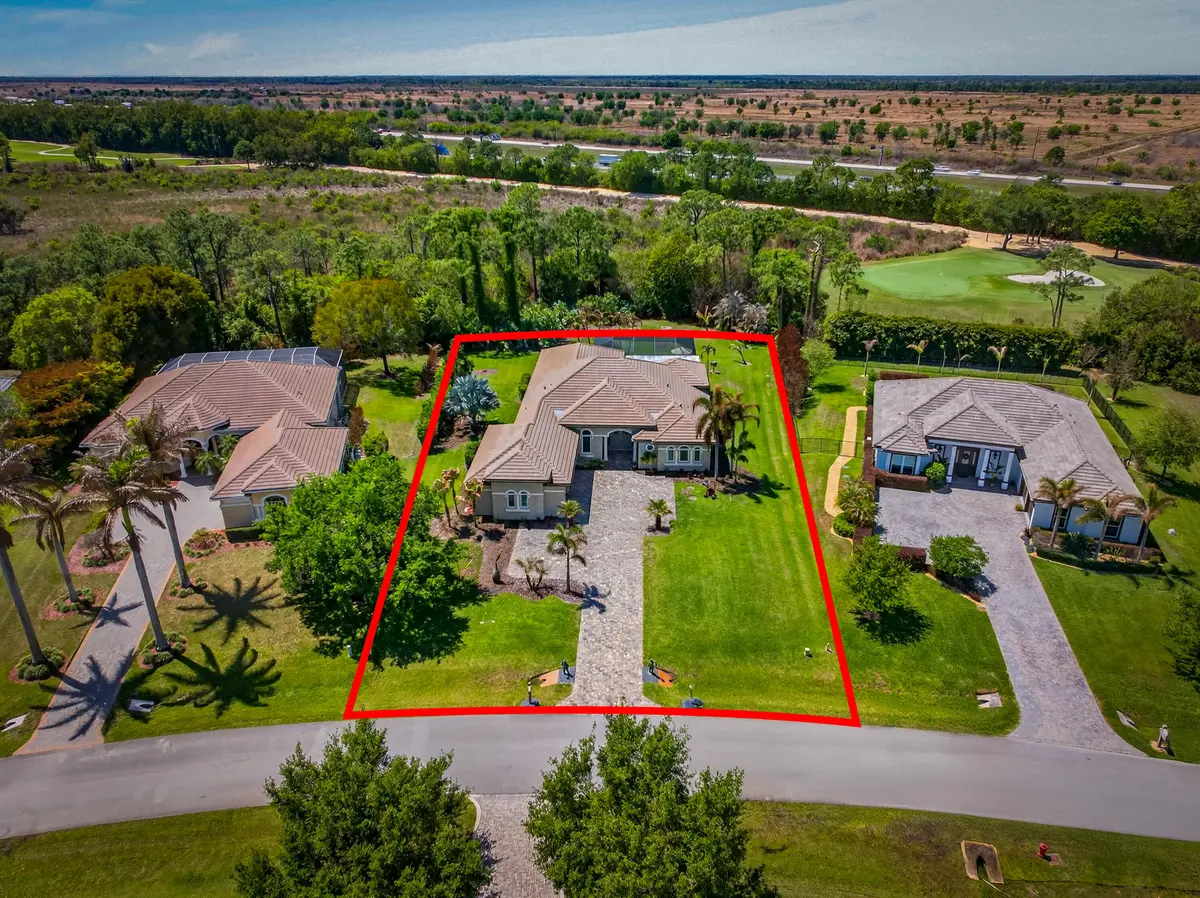 Aerial Front Outline at 523 SW Squire Johns Lane, Palm City