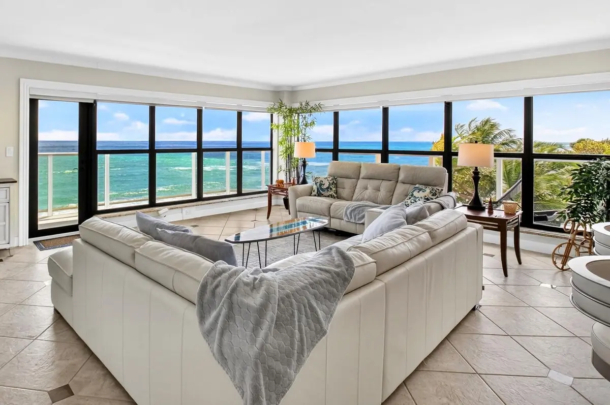 03 Spacious Living Room with Direct Ocea at 4605 S Ocean Boulevard 5a, Highland Beach