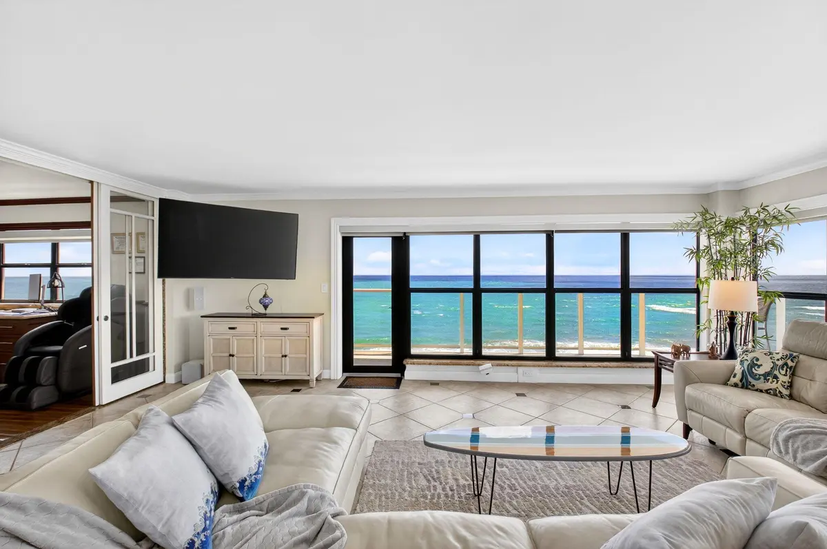 04 Spacious Living Room with Direct Ocea at 4605 S Ocean Boulevard 5a, Highland Beach