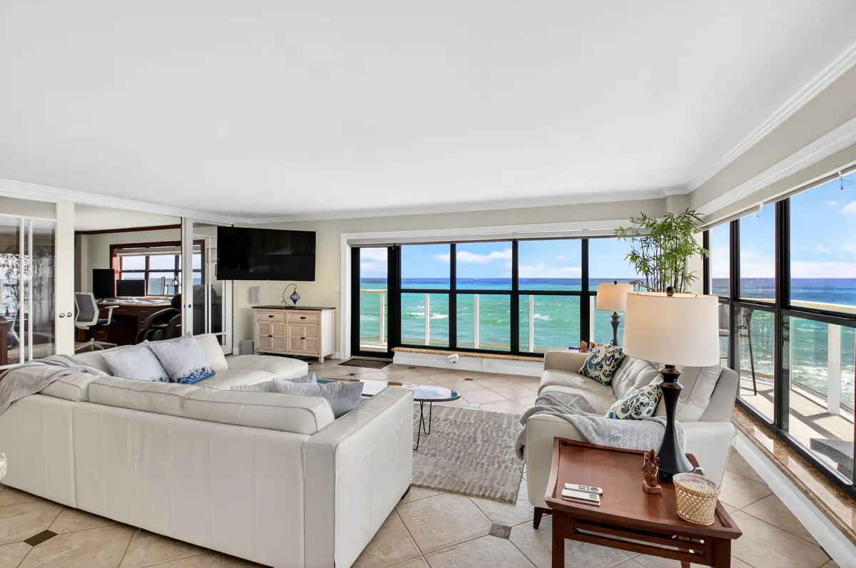 05 Spacious Living Room with Direct Ocea at 4605 S Ocean Boulevard 5a, Highland Beach