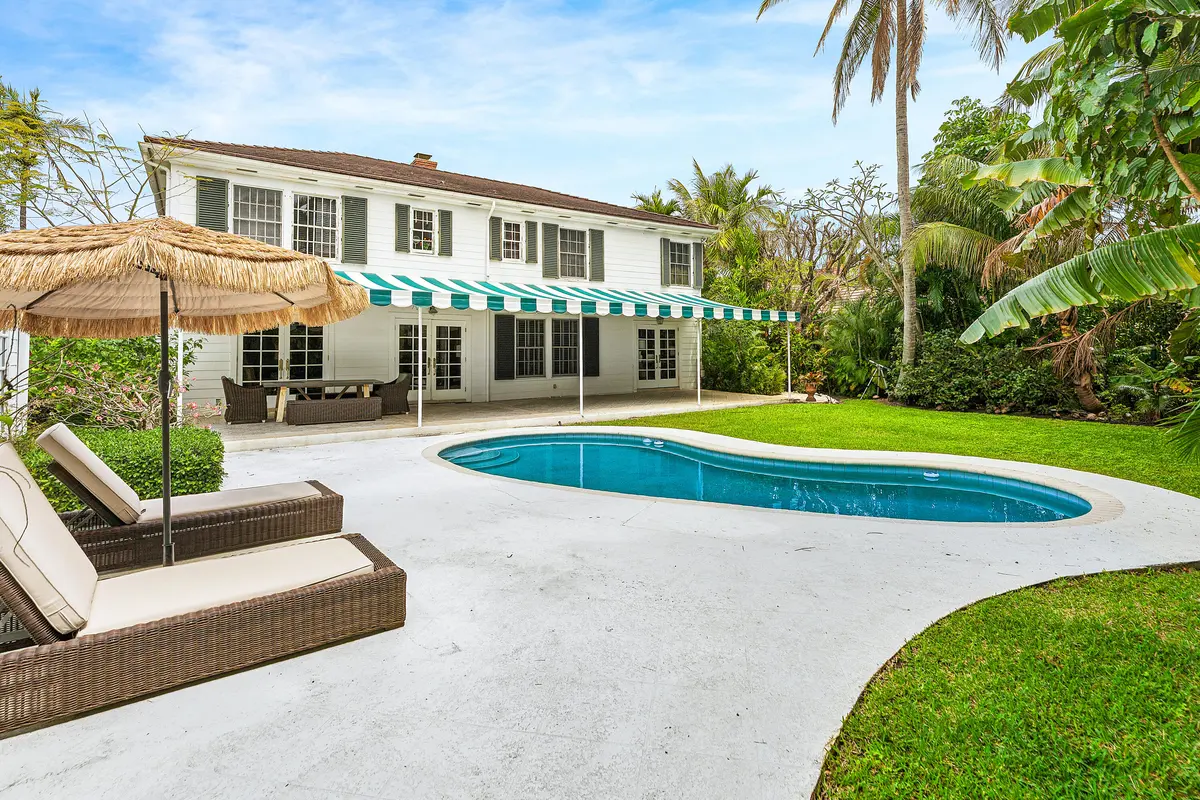 Pool and deck at 210 Merrain Road, Palm Beach