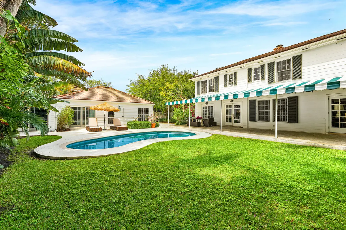Back yard and pool at 210 Merrain Road, Palm Beach