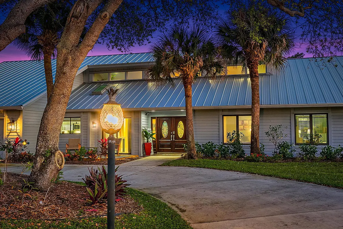 Driveway Night at 8422 SE Quail Ridge Way, Hobe Sound
