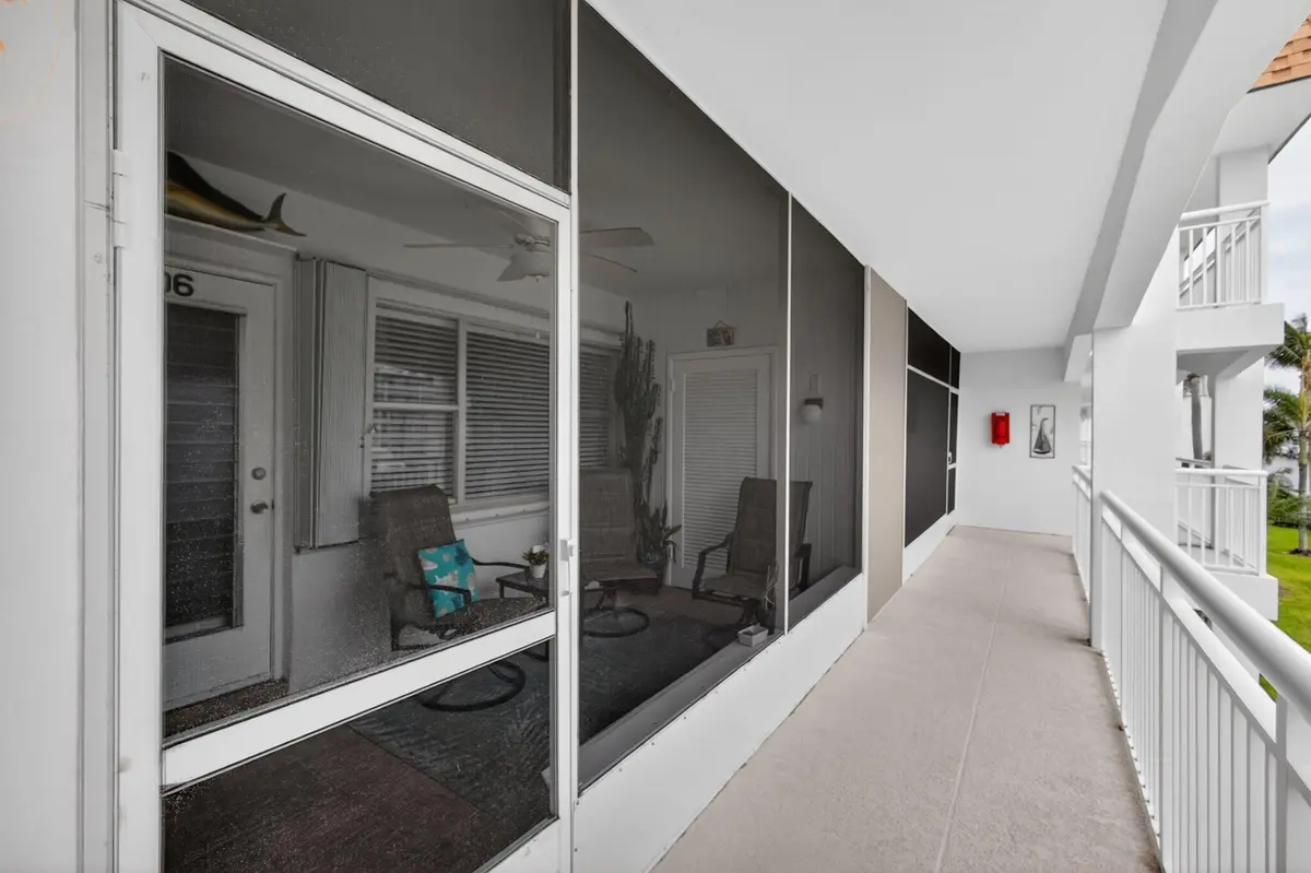 Screened porch at 111 Shore Court #206, North Palm Beach
