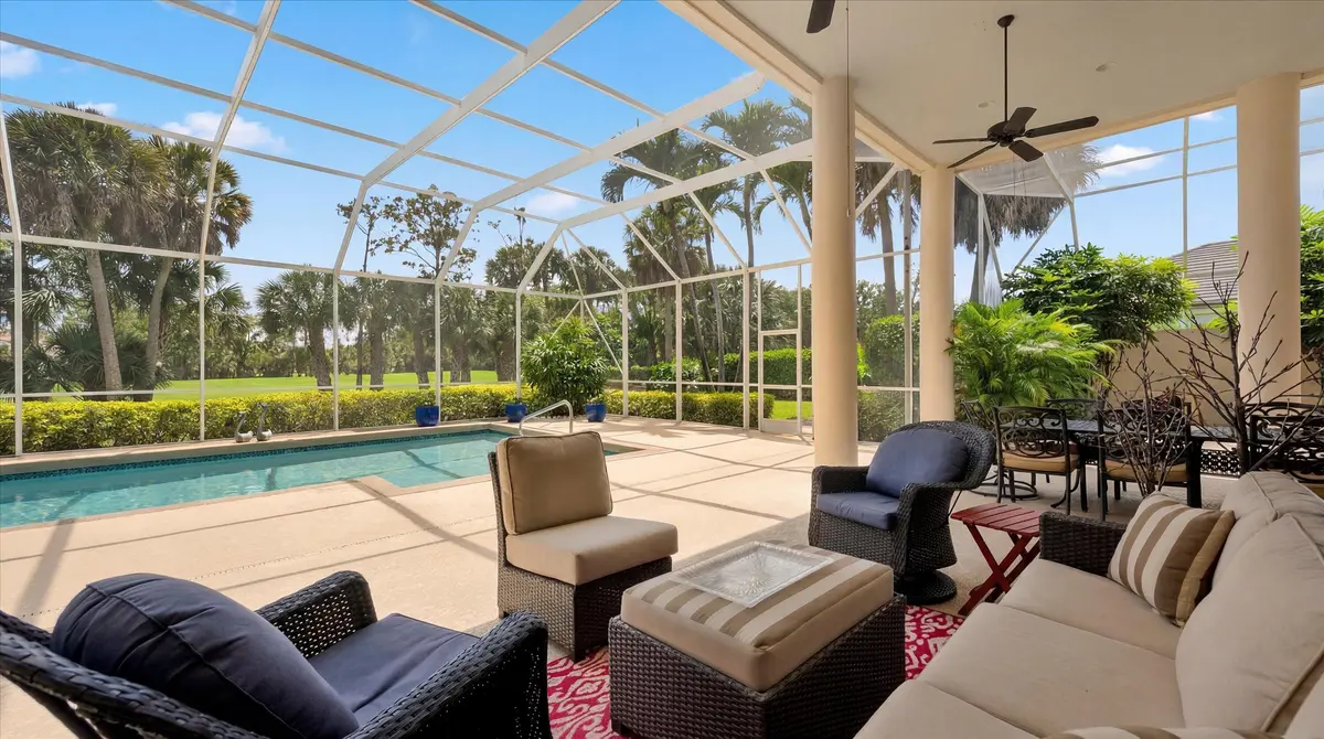 Outdoor living area at 1776 Breakers West Boulevard, West Palm Beach