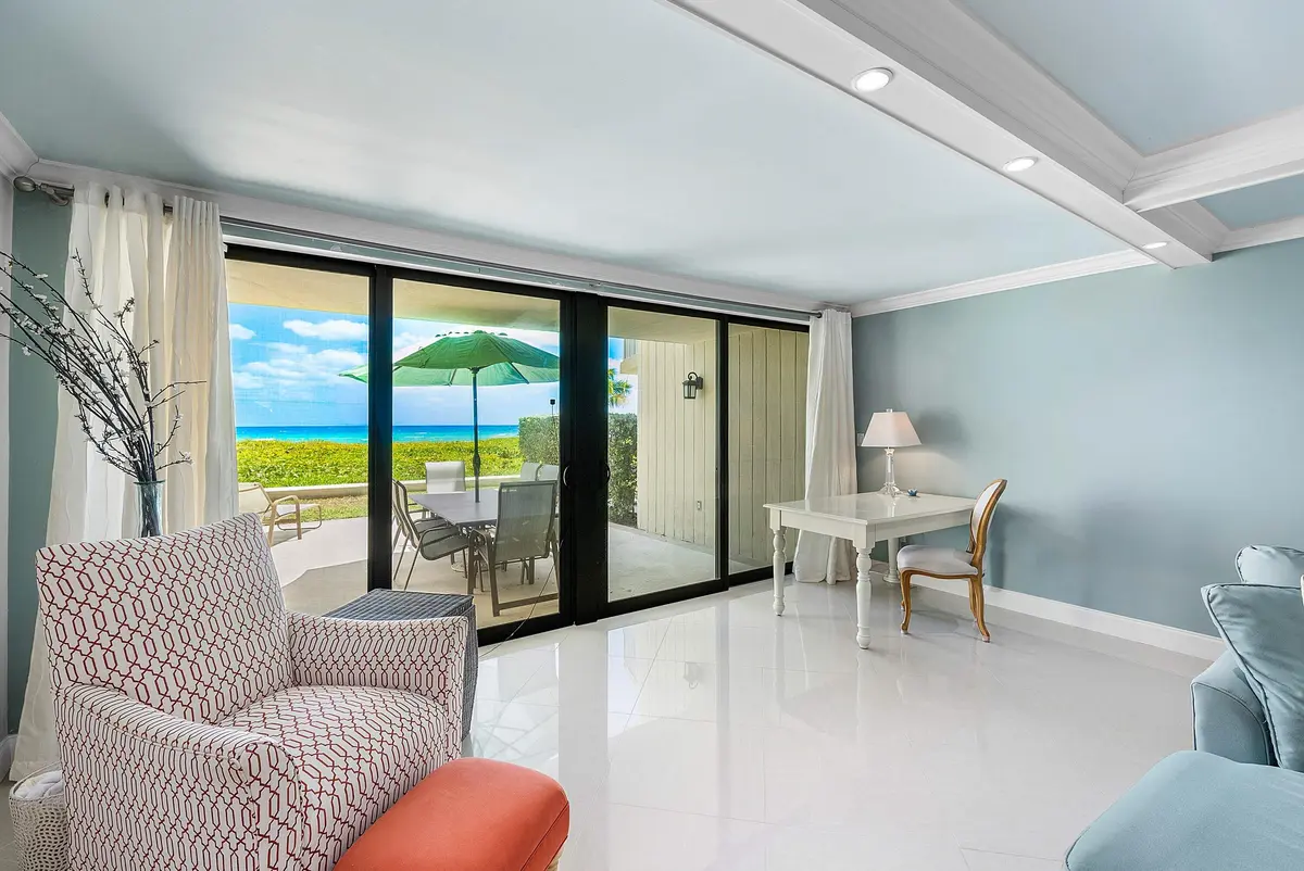 OCEAN VIEW FROM LIVING ROOM at 2155 S Ocean Boulevard 7, Delray Beach