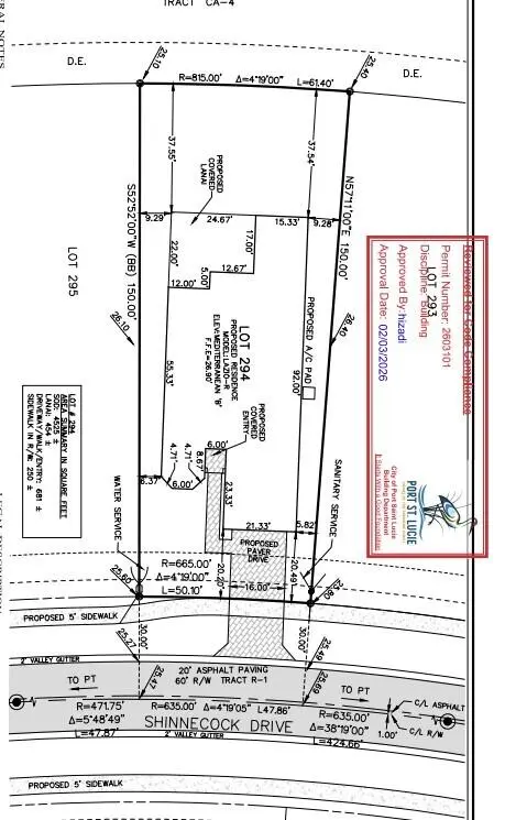 Preliminary Plot Plan at 13640 SW Shinnecock Drive, Port St. Lucie