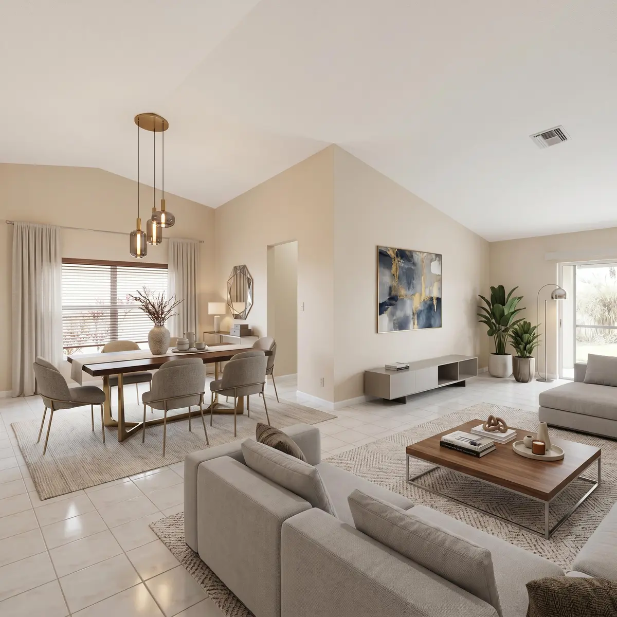 Virtually staged living room at 10308 Welleby Isles Lane, Sunrise