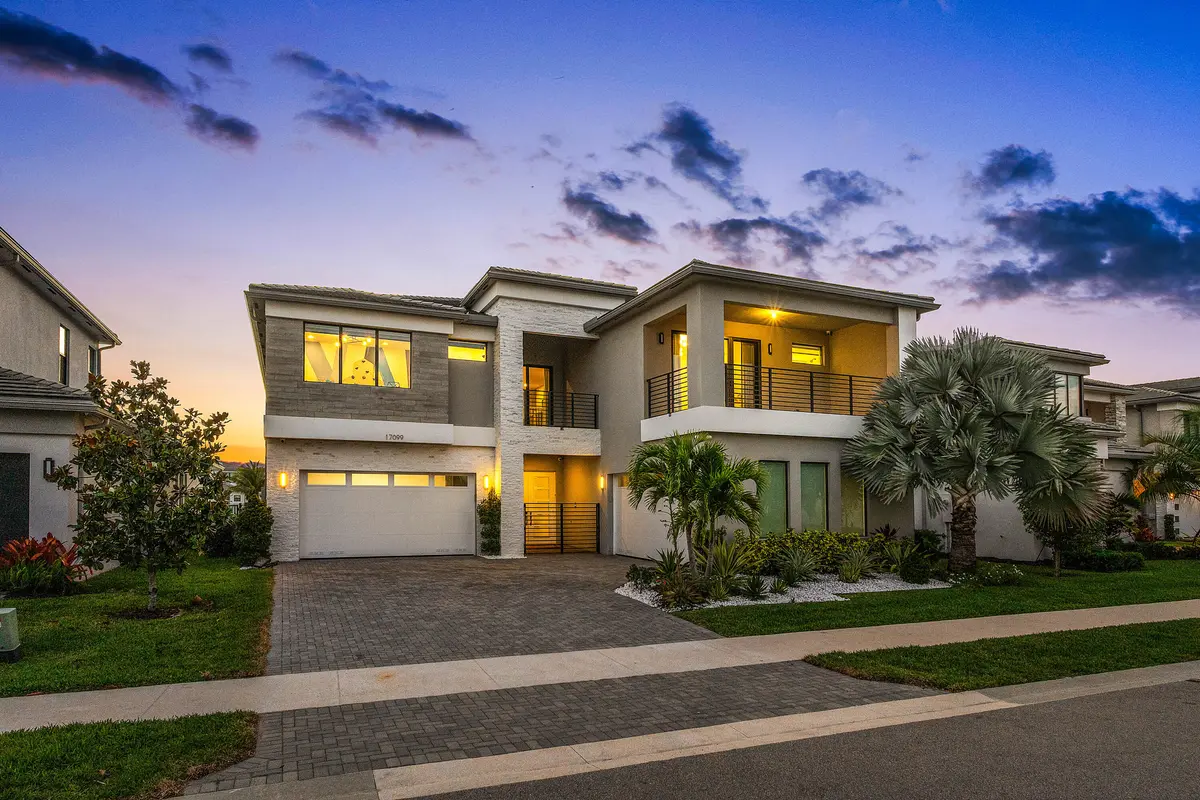 Exterior Front - Dusk at 17099 Watersprite Lakes Road, Boca Raton