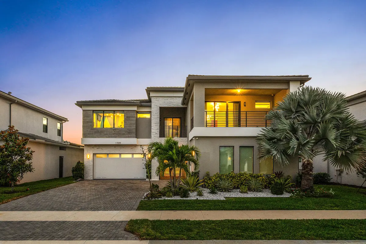 Exterior Front - Dusk at 17099 Watersprite Lakes Road, Boca Raton