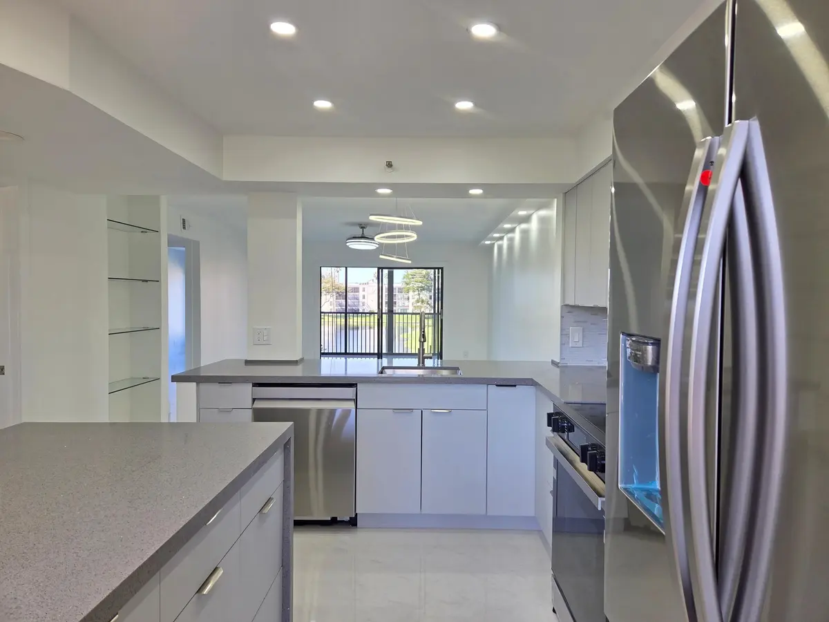 Lake View from Kitchen at 14460 Strathmore Lane 307, Delray Beach