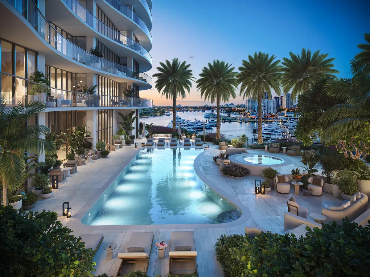 Private Residences Pool Night at 801 Seabreeze Boulevard Ph 2302, Fort Lauderdale