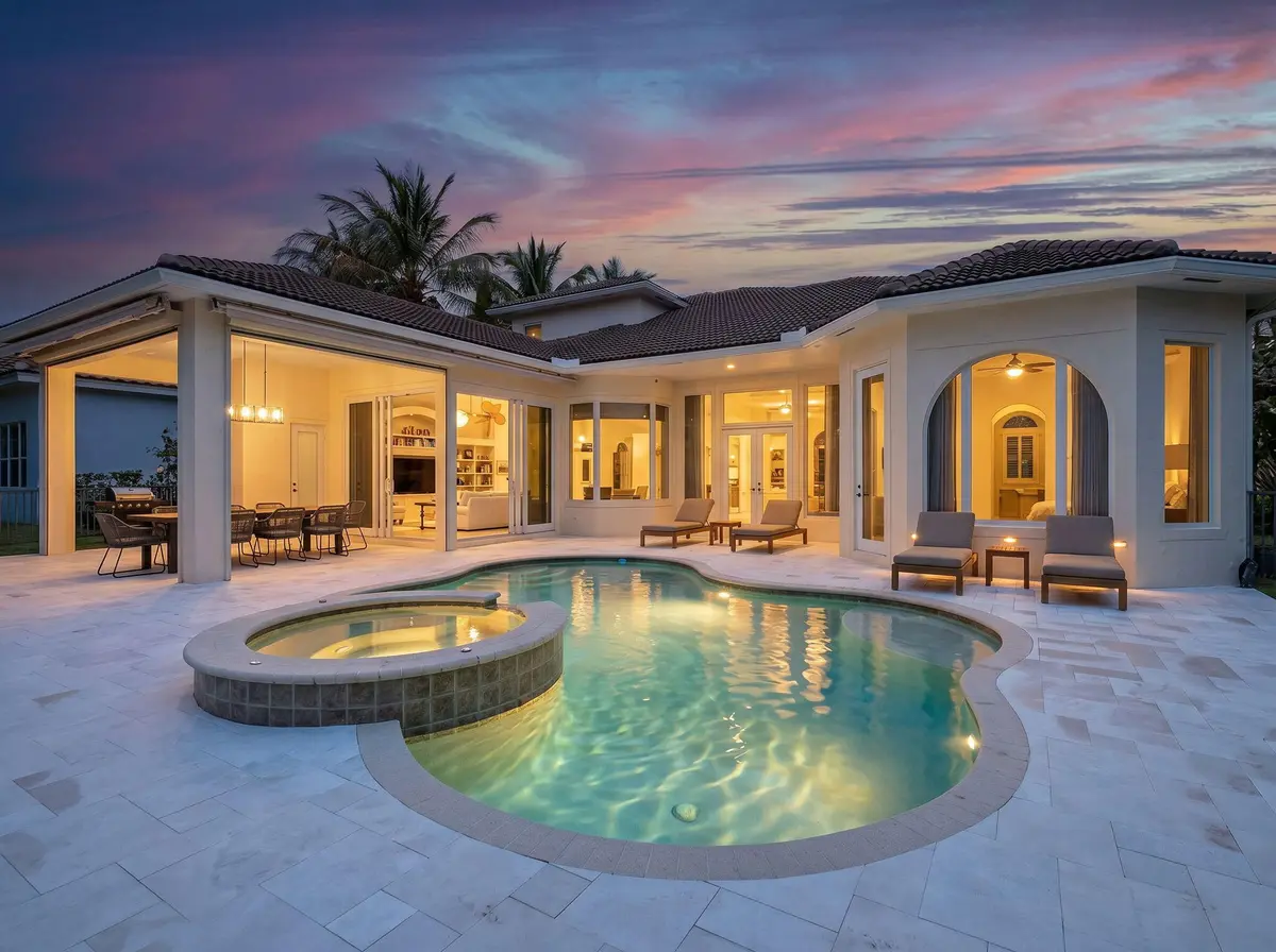 Sunset Pool and Spa at 4131 Venetia Way, Palm Beach Gardens