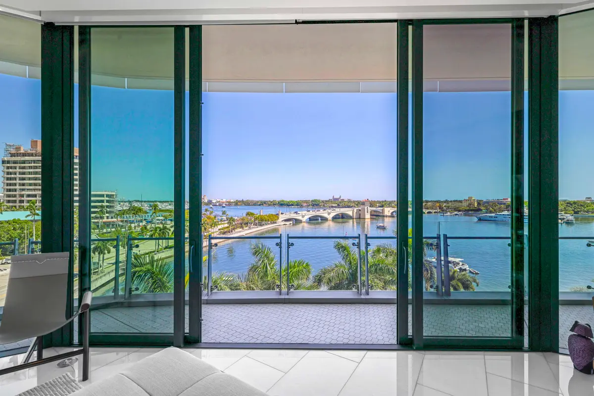 Living Room Terrace View at 1100 S Flagler Drive 601, West Palm Beach