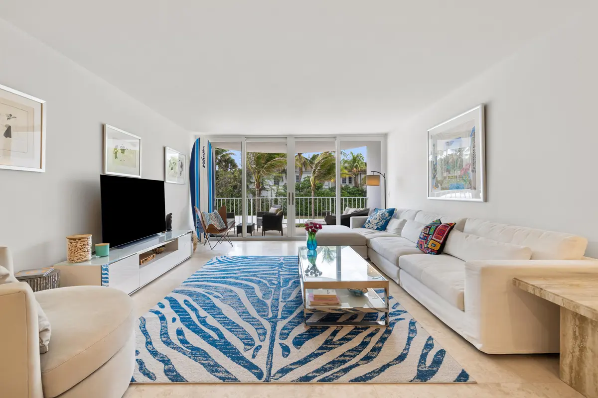 living room to balcony at 2295 S Ocean Boulevard 302, Palm Beach