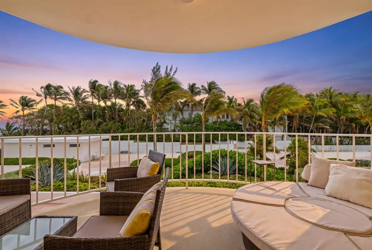 sunset balcony at 2295 S Ocean Boulevard 302, Palm Beach