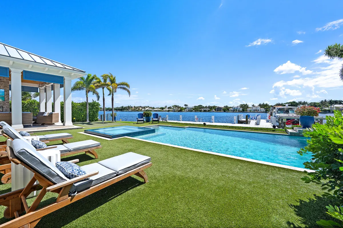 Pool & Water View at 11730 Lake Shore Place, North Palm Beach