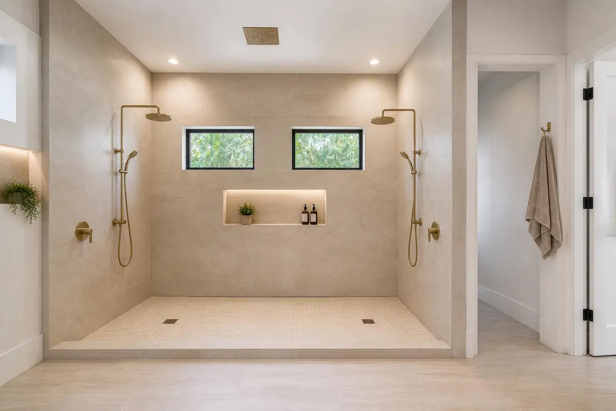 Master Shower at 11 Middle Road, Sewalls Point