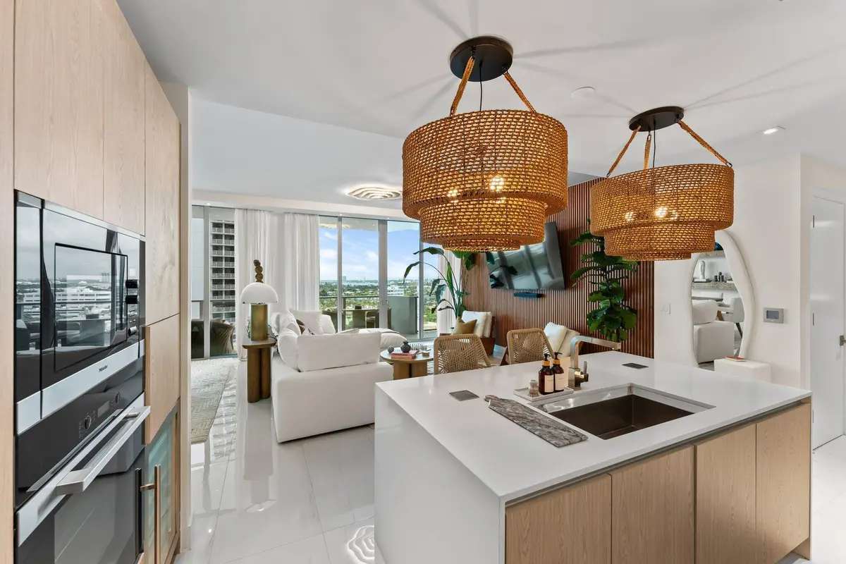 Kitchen & Living at 3100 N Ocean Drive H1006, Singer Island