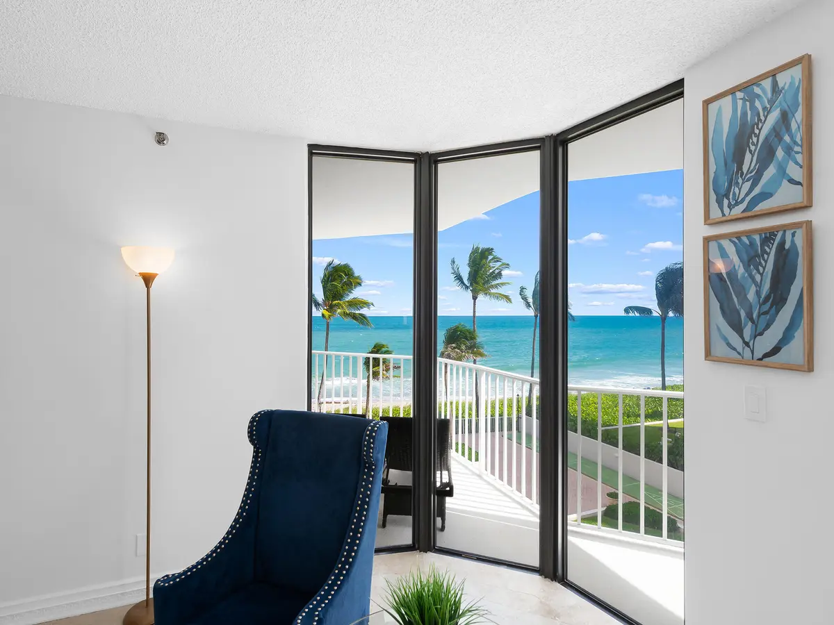 Living room views at 2917 S Ocean Boulevard 304, Highland Beach