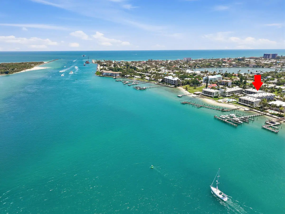 01 Breathtaking arial with arrow at 1300 Seaway Drive C1, Hutchinson Island