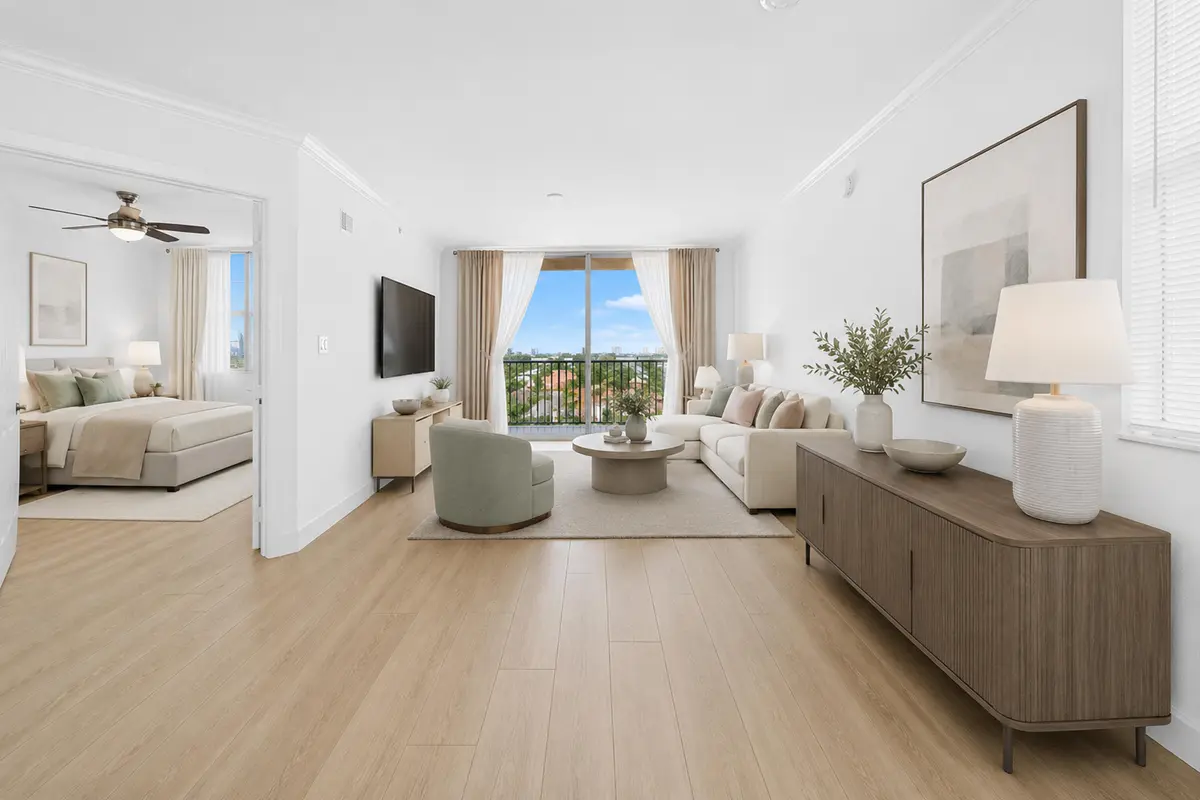 Living room Virtually staged at 1801 N Flagler Drive 824, West Palm Beach