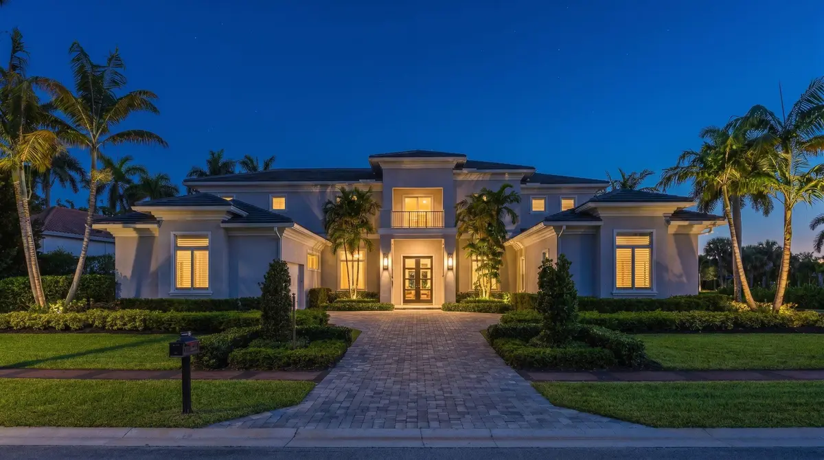 twilight exterior at 17661 Scarsdale Way, Boca Raton