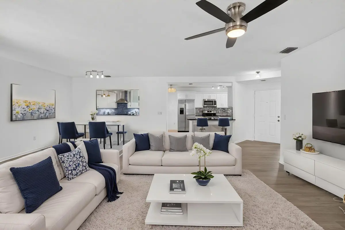 Virtually Staged Living Area at 5259 Europa Drive D, Boynton Beach
