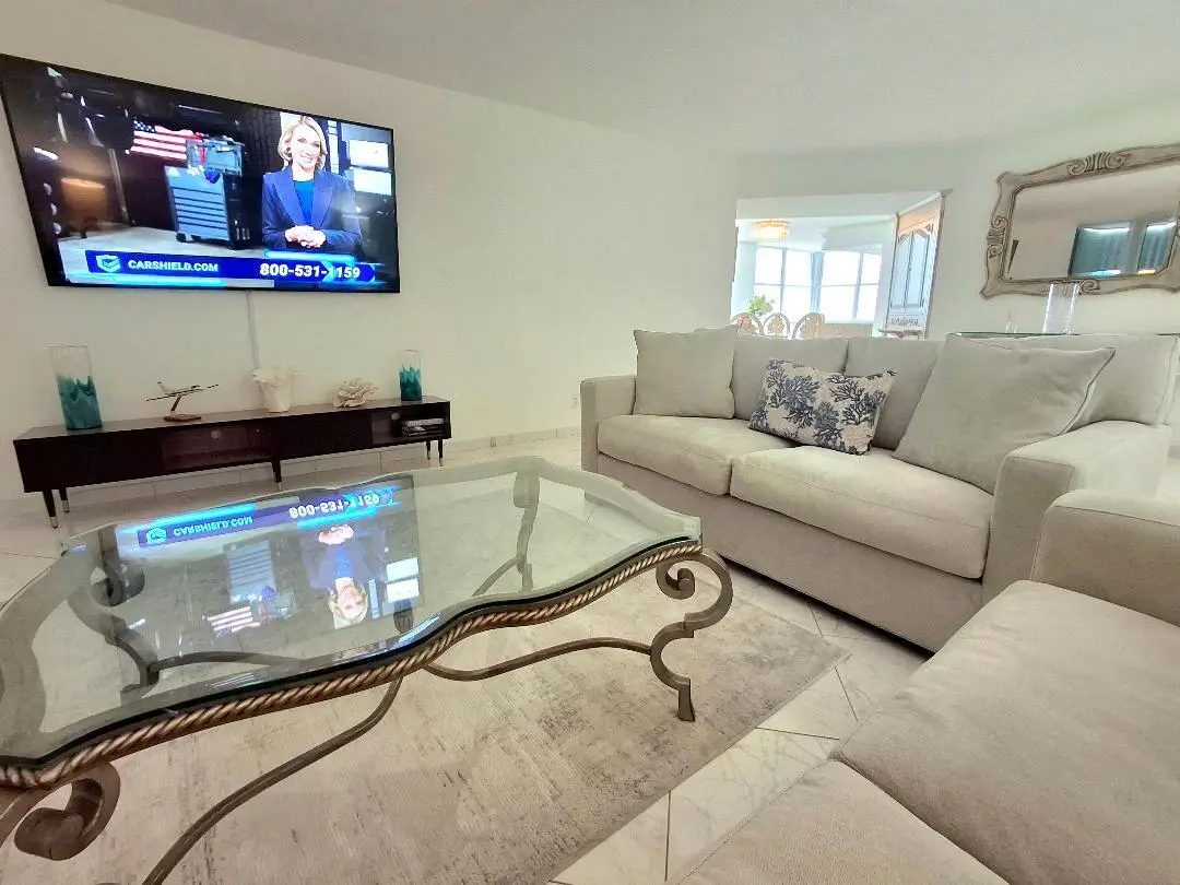 Claridge living room at 1340 S Ocean Boulevard 1808, Pompano Beach