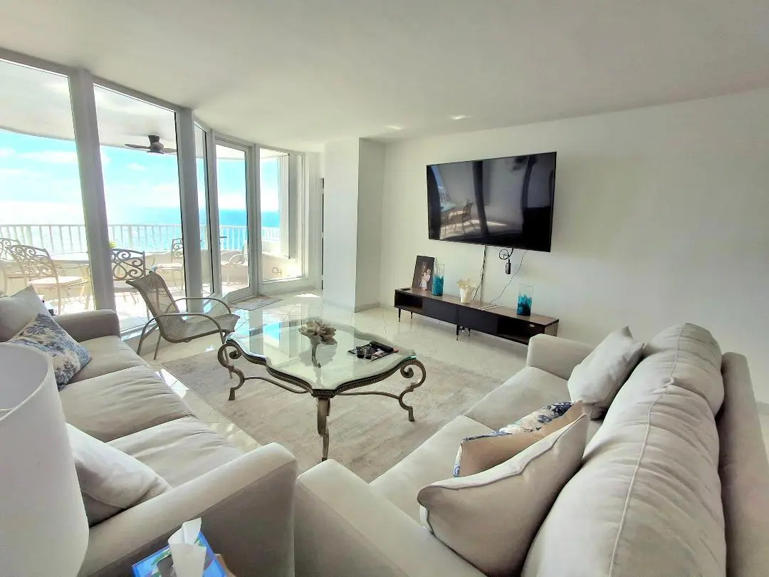 Claridge living room 2 at 1340 S Ocean Boulevard 1808, Pompano Beach