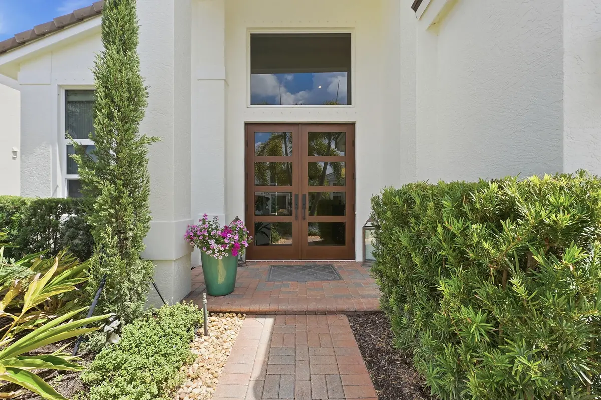 custom double front doors at 11195 Marina Bay Road, Wellington