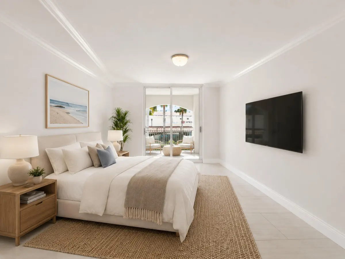 Virtually Staged Bedroom at 99 SE Mizner Boulevard 223, Boca Raton
