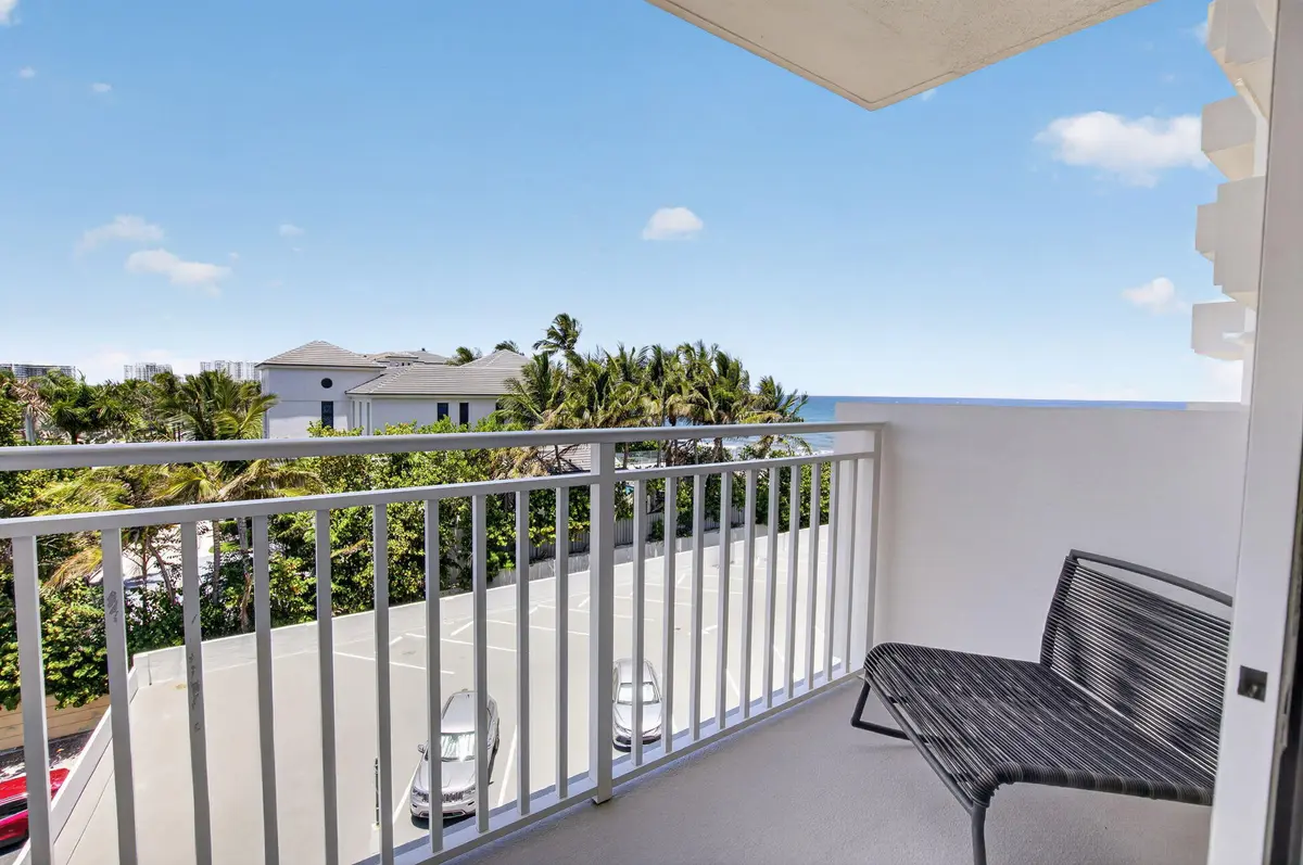 balcony off living room at 4505 S Ocean Boulevard 402, Highland Beach