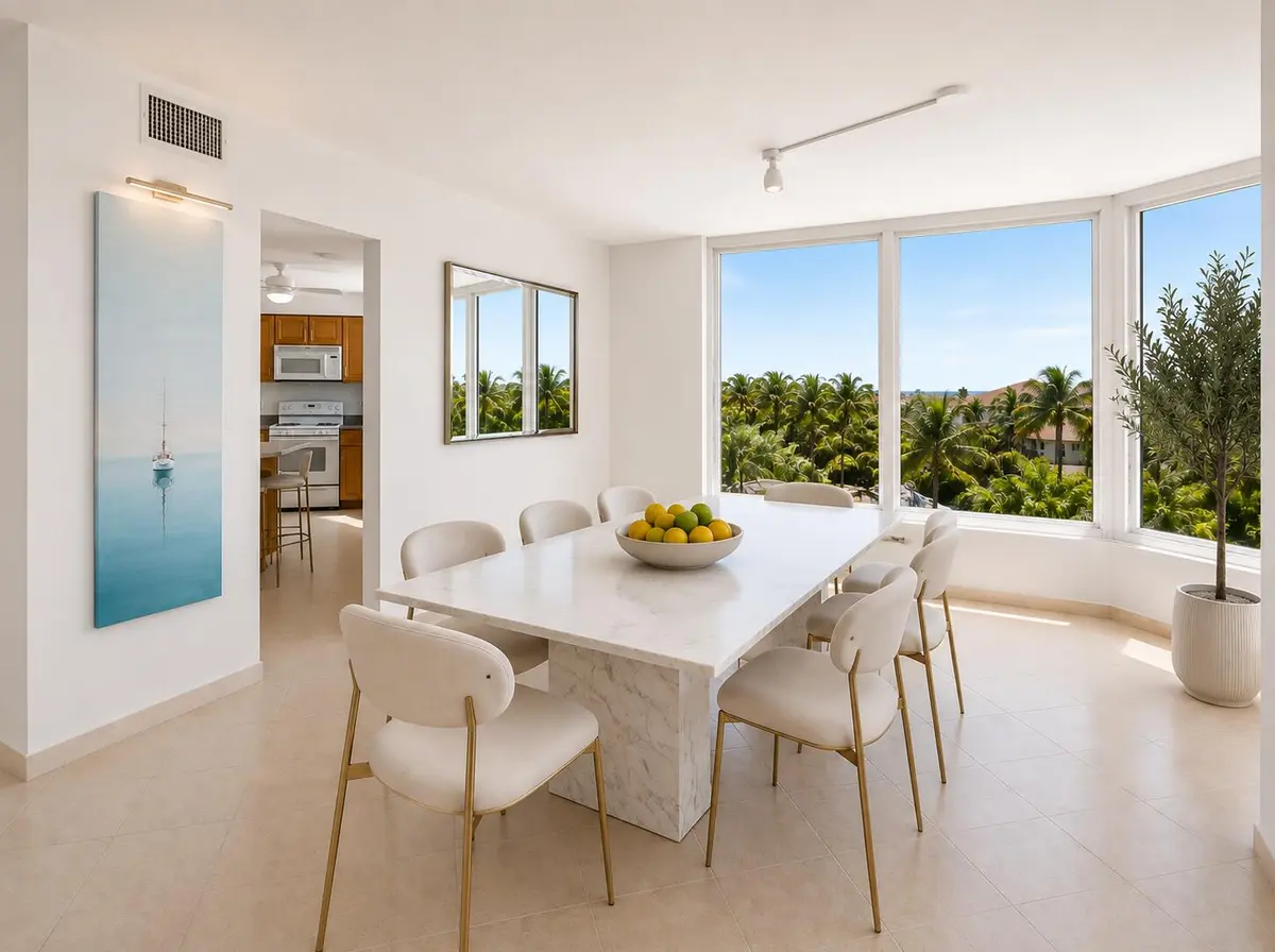 Dining area* at 2575 S Ocean Boulevard 208s, Highland Beach