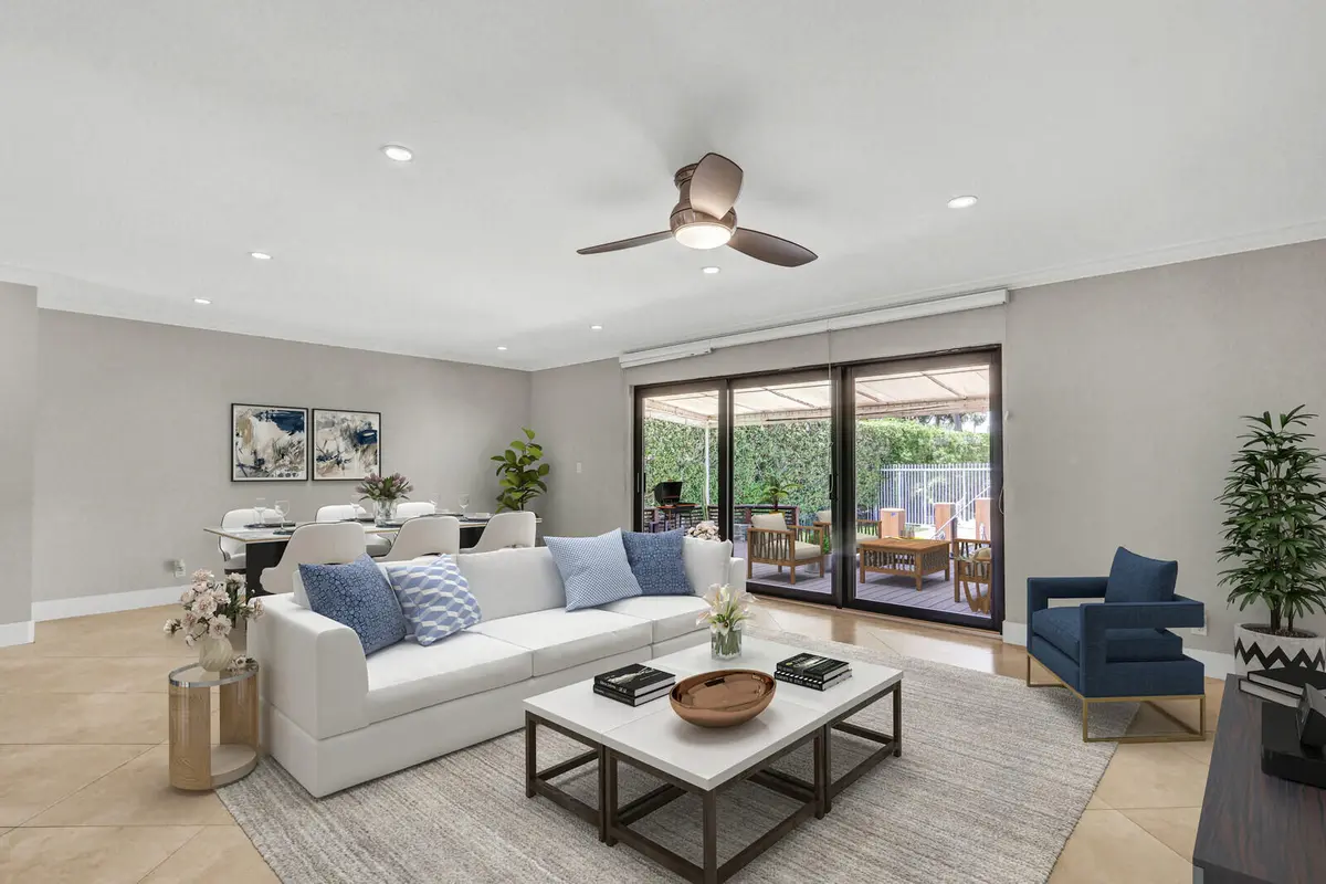 Virtually Staged Living Room at 611 NE 12th Terrace 1, Boynton Beach