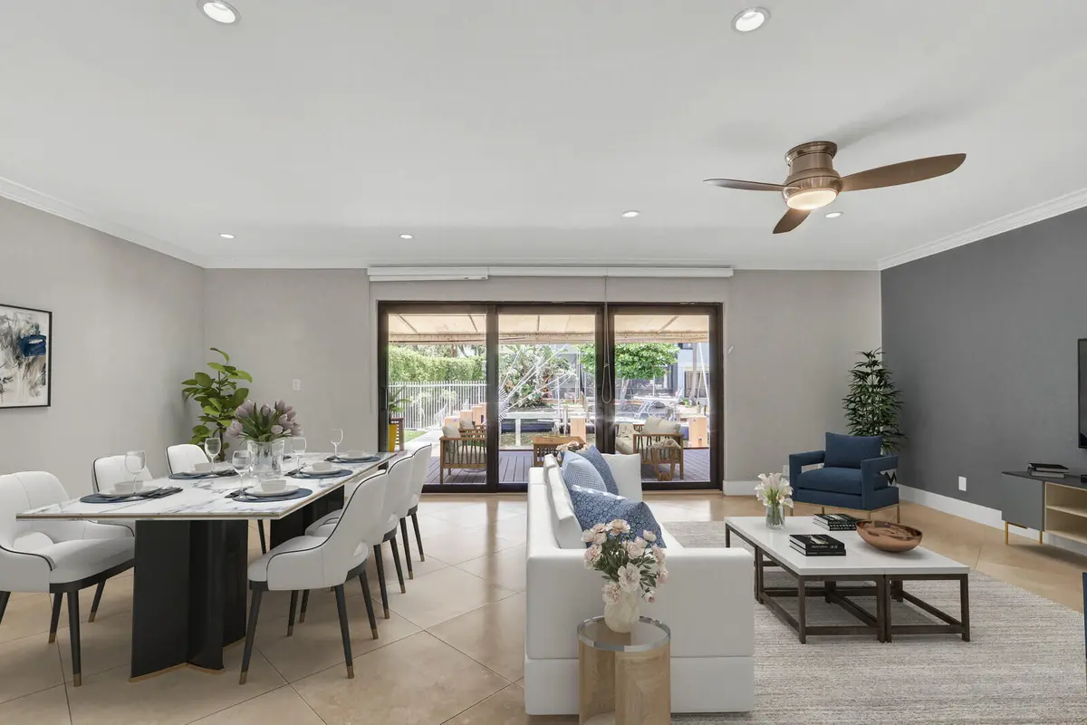Virtually Staged Living/Dining Room at 611 NE 12th Terrace 1, Boynton Beach