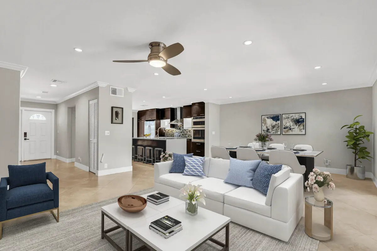 Virtually Staged Living Room at 611 NE 12th Terrace 1, Boynton Beach