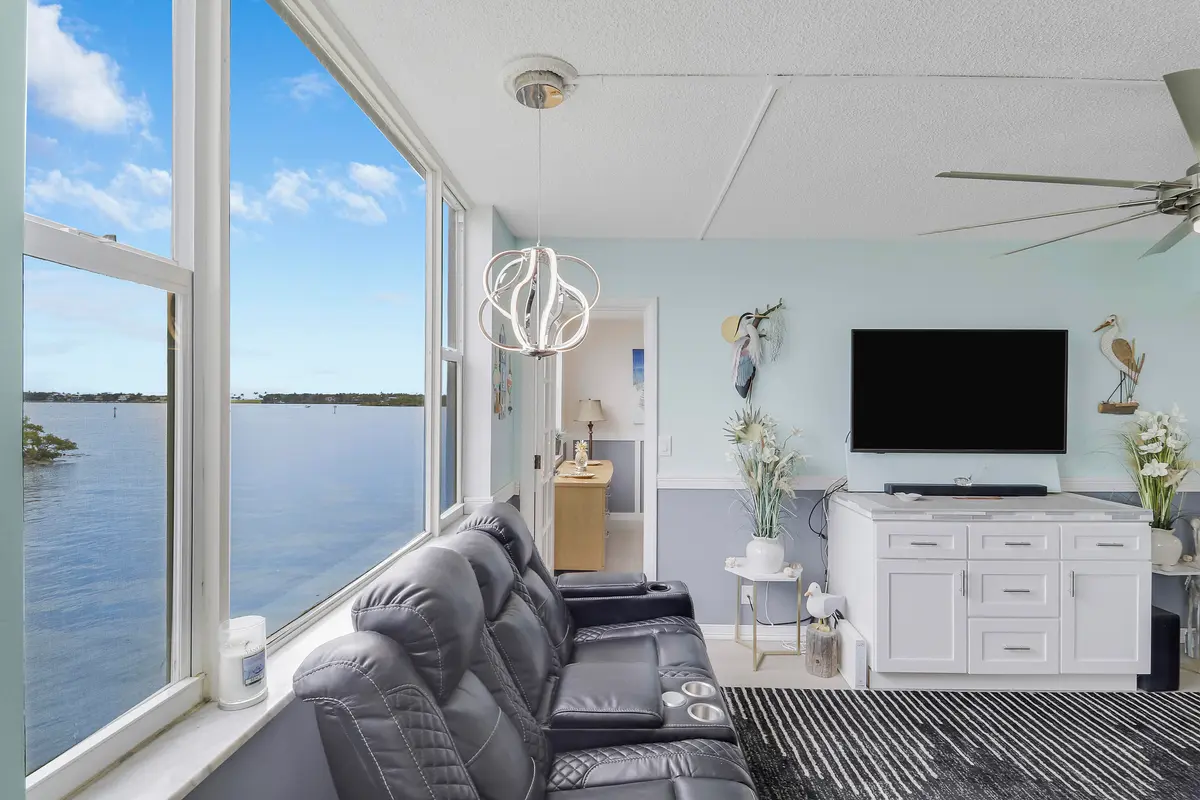 living room/water view at 1820 New Palm Way 202, Boynton Beach