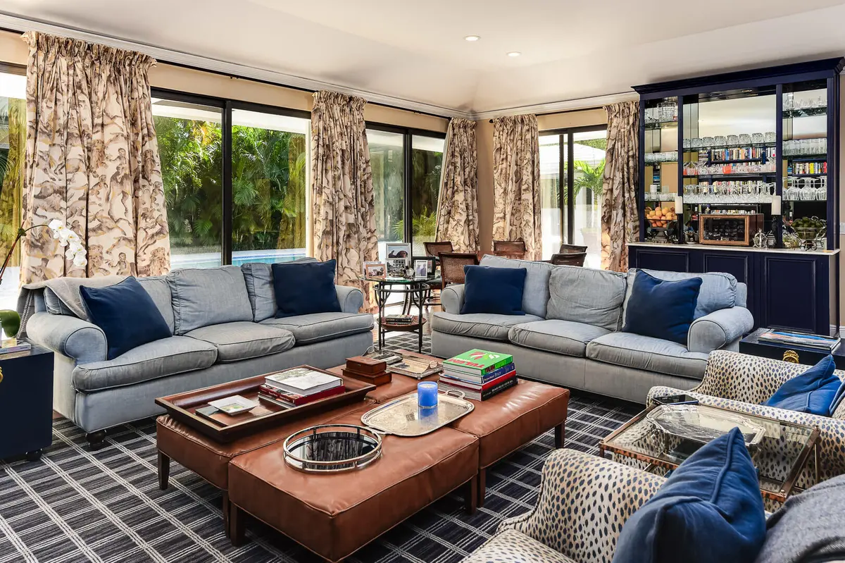 Family room at 202 Coral Lane, Palm Beach