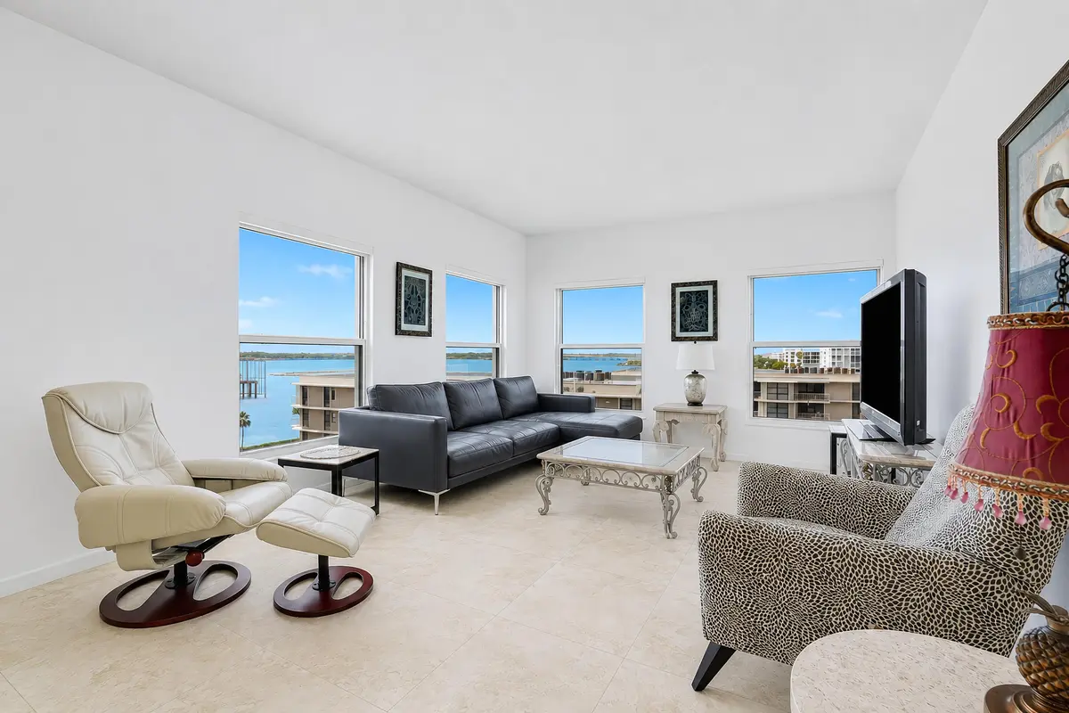Living Room w/ Intracoastal Views at 3230 S Ocean Boulevard D-607, Palm Beach